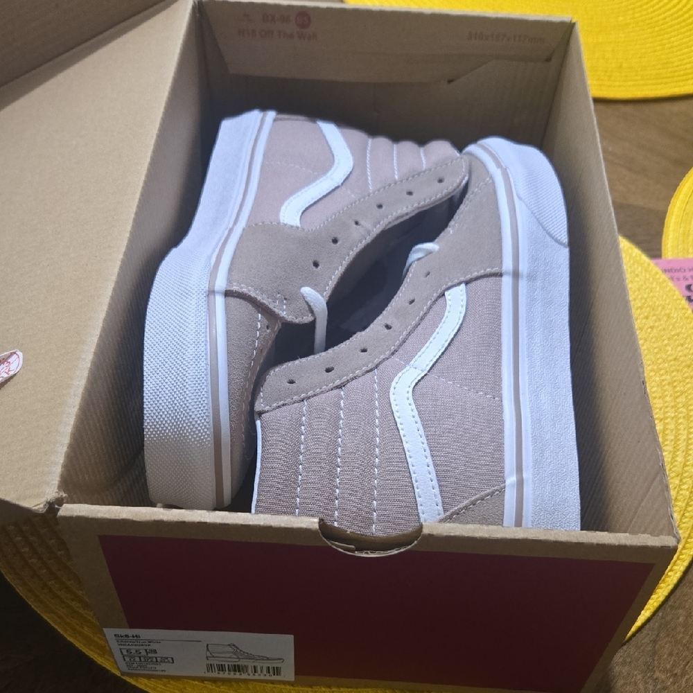 Vans Tan and White High-Top Sneakers